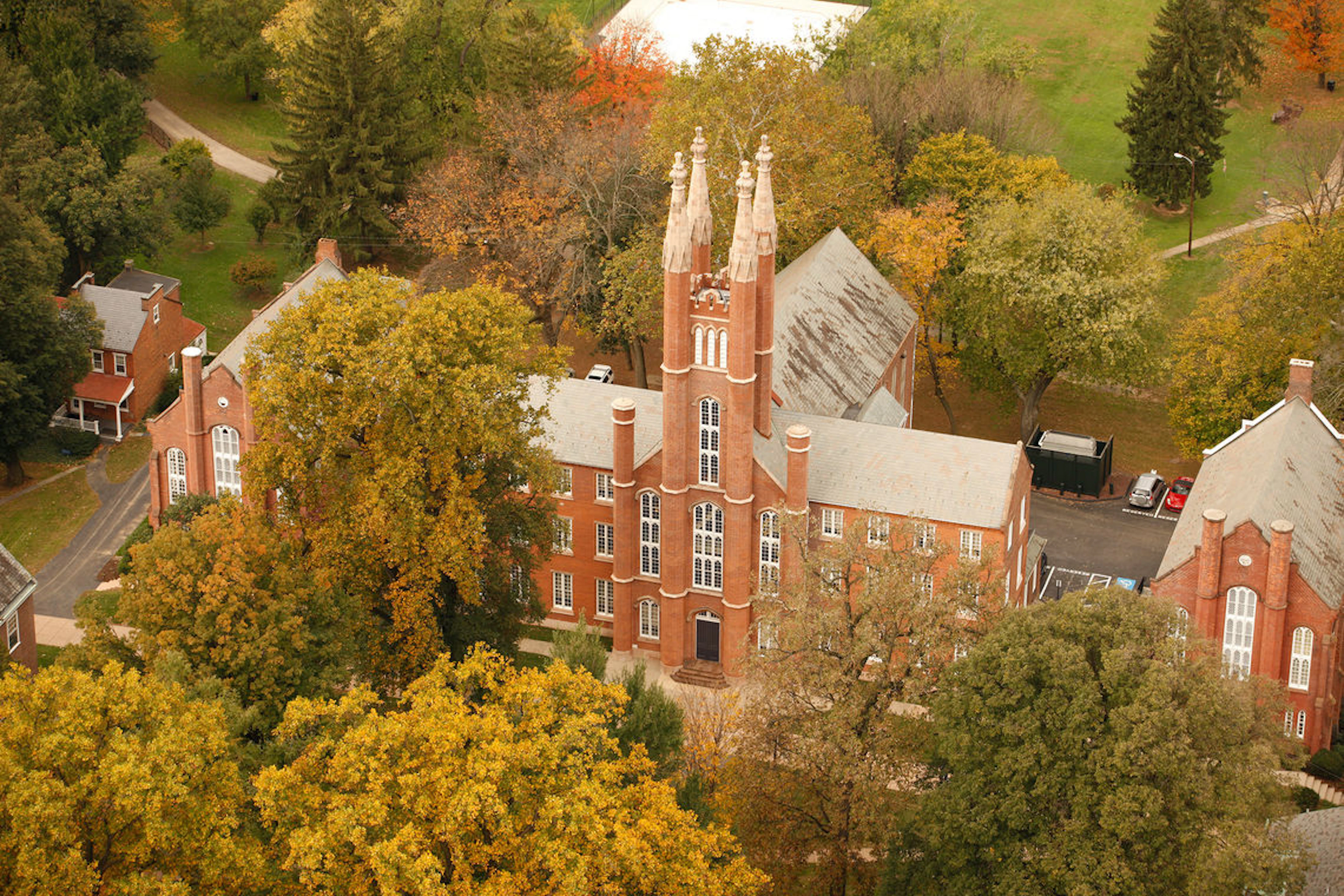 Aerial view of Franklin and Marshall College campus in Lancaster